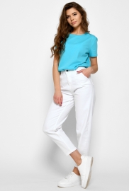 Женская бирюзовая однотонная футболка 57801 Женская бирюзовая однотонная футболка 57801