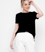 Женская черная однотонная футболка 57800
