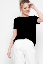 Женская черная однотонная футболка 57800 Женская черная однотонная футболка 57800