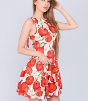 Летнее платье беби долл с принтом яблок 27163