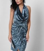 Велюровое платье на запАх с открытой спинкой 29127