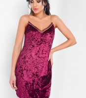 Свободное платье марсала в пижамном стиле 29507