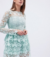 Ажурное мини платье цвета мята 32699