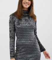 Мини платье из велюра с оригинальным узором 30541