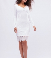 Гипюровое белое платье с разрезом шлица 32693 Гипюровое белое платье с разрезом шлица 32693