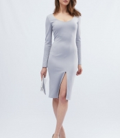 Голубое миди-платье с эффектным разрезом 32631 Голубое миди-платье с эффектным разрезом 32631