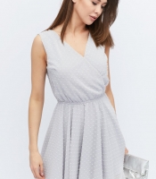 Легкое серое платье с юбкой-солнце 32836