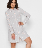 Летнее платье-рубашка с принтом в полоску и горох 32781