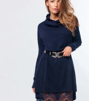 Трикотажноесинее платье с гипюровым низом 34740