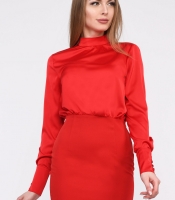 Комбинированное мини платье красного цвета 35073