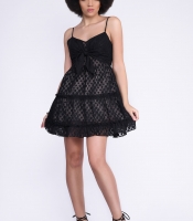 Черное воздушное платье беби долл с рюшами 35497