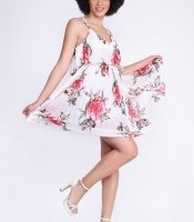 Белое платье с Х-образными бретелями 35498