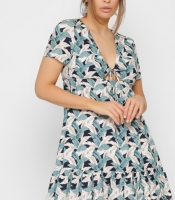 Летнее платье с принтом и оборкой 35849