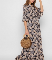 Макси-платье с принтом и воланами 35775