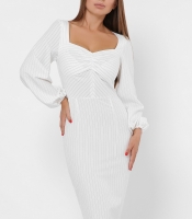 Офисное платье миди в вертикальную полоску 36117