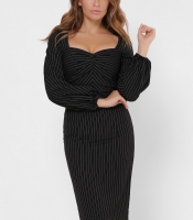 Офисное платье миди в вертикальную полоску 36119