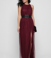 Вечернее платье со стразами цвет марсала 36501