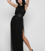 Вечернее черное платье со стразами 36502