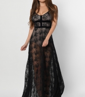 Черное дизайнерское платье с вышивкой 36390