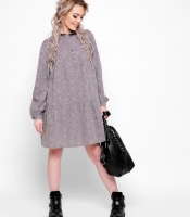 Серое свободное платье в цветочек 41025