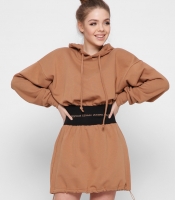 Спортивное песочное платье на резинке 41814