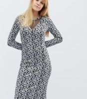 Платье футляр в цветочек цвета черный-серый 15914