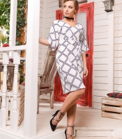 Платье фасона кимоно в белый ромб 33149