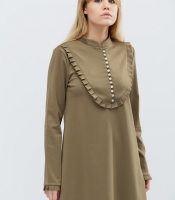 Свободное платье с длинным рукавом и рюшами 32322