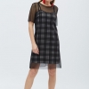 Платье в клеточку с прозрачной сеткой 32343  xp-1391