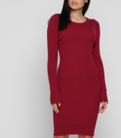 Трикотажное бордовое платье 38705