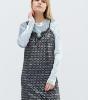 Комбинированное платье с узором цвет тиффани 28791