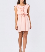 Персиковое мини-платье 33856