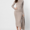 Уютное бежевое платье из ангоры с шарфом 36358  xp-1480
