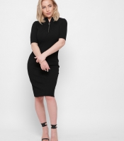 Черное трикотажное платье с коротким рукавом 43059