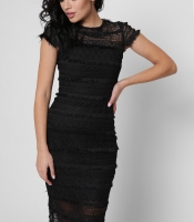 Черное праздничное платье с бахромой 36326