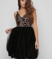 Черное платье баллон с пайетками 36335