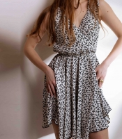 Чёрное шифоновое платье с цветами 46679