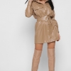 Короткое платье-рубашка из эко-кожи цвет бежевый 38297  xp-1544