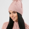 Женская шапка с помпоном цвет пудра 38337  xp-1580