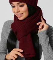 Вязаный женский бордовый шарф 38364