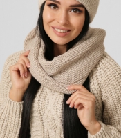 Вязаный женский снуд цвет бежевый 38361 Вязаный женский снуд цвет бежевый 38361