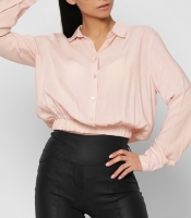 Женская блузка на резинке цвет пудра 36857