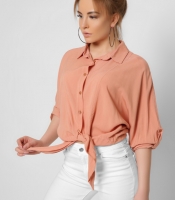 Модная персиковая блузка на завязке 36860