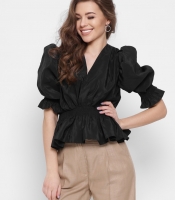 Черная блузка с рюшами 43320