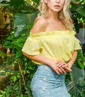 Летняя блузка оверсайз с открытыми плечами 26229