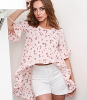 Летняя персиковая блуза оверсайз 27039