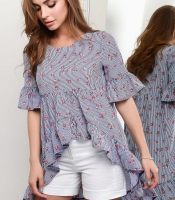 Летняя синяя блуза оверсайз 27041