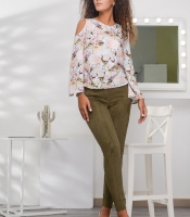 Блузка в цветочек с открытыми плечами 27397