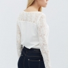 Молочная блуза с гипюровыми рукавами 27445  xp-1631