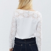 Белая блуза с гипюровыми рукавами 27442  xp-1632